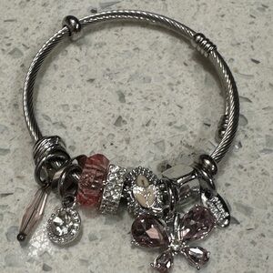 Elegant Silver and Pink Charm Bracelet